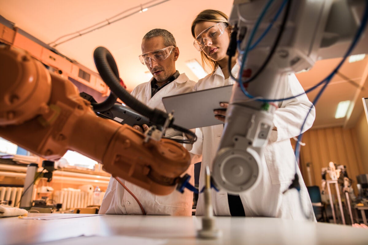 Engineers working on robotics