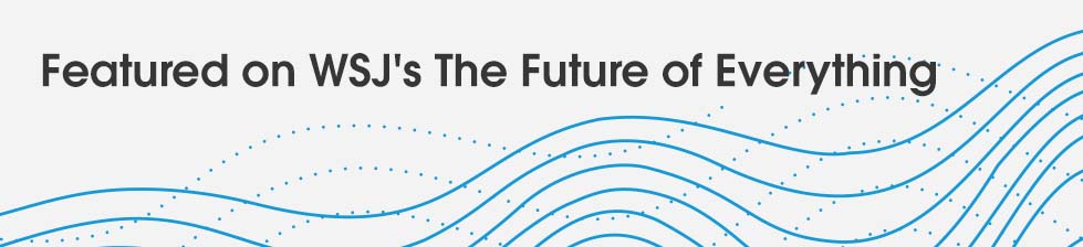 white background with blue lines and the words featured on WSJ's the future of everything